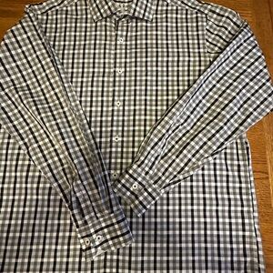 Bugatchi Black and White Plaid Button Down Shirt